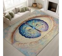Genérico Durable Alfombra Fantástica Hada Suave Tapiss Místico Psicodélico No Pierde Sus Cerdas Alas Mariposa Ojos Alfombra 80 x 150 cm Salón Dormitorio Oficina
