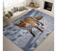 Genérico Durable Alfombra Fotografía de la Naturaleza Suave Tapiss Retrato Invierno No Pierde Sus Pelos Nieve Fox Alfombra 80 x 150 cm Sala Dormitorio, Oficina