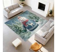 Genérico Durable Alfombra Linda Invierno Suave Tapiss Navidad Bosque no pierde sus pelos Muñeco de Nieve Bufanda Azul Alfombra 80 x 150 cm Salón Dormitorio, Oficina