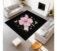 Genérico Durable Alfombra Minimalista Dibujos Animados Suave Tapiss Botánico No Pierde Sus Pelos Trébol De Cuatro Hojas Rosa Arco Onírico Mariposa Alfombra 120 x 180 cm Salón Dormitorio, Oficina