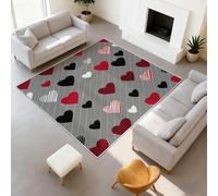 Genérico Durable - Alfombra romántica minimalista suave raya diagonal no pierde sus pelos corazones negro rojo blanco alfombra 50 x 80 cm pasillo entrada