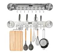 Genérico Durable Wall Mounted Inline Vacuum Hooks, Large Curved Hooks, No-Drill Hook Strong Adhesive Knife Holder, for Kitchen Knife Rack Heavy Duty, Removable and Reusable (Clear Gray+Clear White)