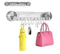 Genérico Durable Wall Mounted Inline Vacuum Hooks, Large Curved Hooks, No-Drill Hook Strong Adhesive Knife Holder, for Kitchen Knife Rack Heavy Duty, Removable and Reusable (Clear White)