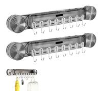 Genérico Durable Wall Mounted Inline Vacuum Hooks, No-Drill Wall Mounted Spatula and Spoon Holder, Kitchen Load-Bearing Multi-Functional Spatula Holder Hook (Black,2pcs)