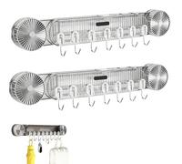 Genérico Durable Wall Mounted Inline Vacuum Hooks, No-Drill Wall Mounted Spatula and Spoon Holder, Kitchen Load-Bearing Multi-Functional Spatula Holder Hook (Silver,2pcs)