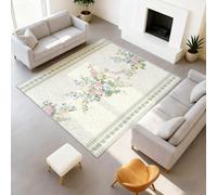 Genérico Duradera Alfombra Elegante Suave Tapiss Vintage con borde no pierde sus pelos Floral Volubilis/Vid Crema Alfombra 80 x 150 cm Salón Dormitorio, Oficina