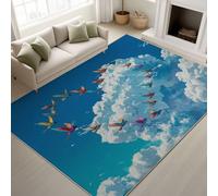 Genérico Duradera Alfombra Estilo Anime Suave Tapiss Cielo Azul Animal No Pierde Sus Cerdas Forma de Corazón Pájaro Alfombra 50 x 80 cm Pasillo Entrada