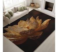 Genérico Duradera Alfombra Oriental Efecto 3D Suave Tapiss Floral Clásico No Pierde Sus Cerdas Joyas Loto Dorado Alfombra 50 x 80 cm Pasillo Entrada