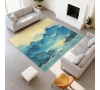 Genérico Duradera Alfombra Oriental Naturaleza Suave Tapiss Pintura a tinta No Pierde Sus Cerdas Montañas Azules Lago Alfombra 80 x 150 cm Salón Dormitorio, Oficina