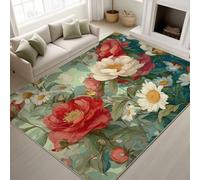 Genérico Duradero, alfombra Oriental Vintage Suave Tapiss Floral Estilo Campestre no pierde sus pelos Peonía Margarita, alfombra 50 x 80 cm, pasillo de entrada