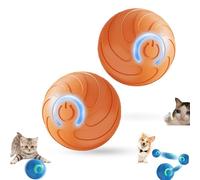 Genérico Duraspins Dog Ball, Smart Jumping Dog Toy, Spin Ball for Large Dogs, Interactive Automatic Rolling with Lights, That Moves on Its Own (Orange*2)