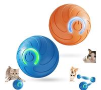Genérico Duraspins Dog Ball, Smart Jumping Dog Toy, Spin Ball for Large Dogs, Interactive Automatic Rolling with Lights, That Moves on Its Own (Orange+Blue)
