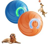 Genérico Duraspins Self-Moving Dog Ball - Automatic Rolling & Jumping Toy w/LED Lights, Smart Obstacle Avoidance - USB Rechargeable for Large & Medium Dogs (Orange+Blue)