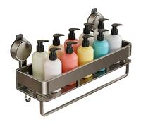 Genérico Dusch | Saugnapf Badezimmer Halter | Großes Ablage Set | Wandhalterung für Shampoo Seife Kosmetik Bad Schlafzimmer Studentenwohnheim Gäste WC Hotel Wohnung