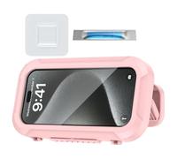 Genérico Dusche Handyhalterung - 19,8cm Wandhalterung Box | ABS & Pet Wasserdicht Hülle, 360 Grad Drehbarer Anti Beschlag Touchscreen Ständer Für Badezimmer Fliesen Spiegel Badewanne Pool SPA Sauna