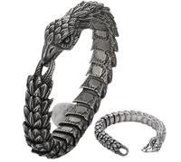 Genérico Eagle Head Titanium Steel Bracelet,Vintage Eagle Head Link Curb Chain Bracelet,Creative Punk Style Snake Shaped Eagles Bracelets,Steel Braided Animal Chain Bracelets (Black, 21cm/8.27in)