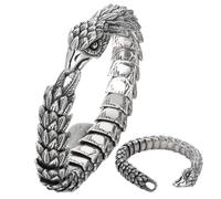 Genérico Eagle Head Titanium Steel Bracelet,Vintage Eagle Head Link Curb Chain Bracelet,Creative Punk Style Snake Shaped Eagles Bracelets,Steel Braided Animal Chain Bracelets (Silver, 22cm/8.66in)