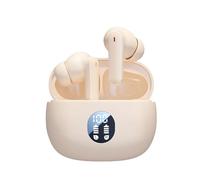 Genérico Ear Buds, Noise Cancelling Earphones, Wireless Headphones, LED Display Touch Control, Waterproof Stereo Sound, Sports Walking Driving, 10 Meters, Beige, Black Color, 1 Pair