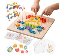 Genérico Early Childhood Educational Wood Peg Puzzle Set and Shape Blocks | Brightly Colored Geometric Shape-matching Blocks Encourage Cognitive Recognition, Spatial Awareness, And Problem-solving.