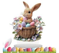 Generico Easter Acrylic Bunny Decoration | Acrylic, 19x20cm, Clear & Colorful | Waterproof Rabbit Statue | Tiered Tray Decor for Farmhouse, Tabletop, Home