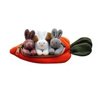 Generico Easter -and-S unny Set | 3 Plush Rabbits In Carrot Zipper Pouch | Surprise Stuffed Animals Unzip Toy | Spring For Kids