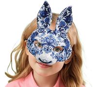 Genérico Easter Animal Rabbit Face Masque - Creative Bunny Cosplay, Blue And White Porcelain Style, Facial Cover | Costume Accessory For Halloween, Christmas, Easter, Party Costume Accessory