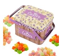 Generico Easter Basket - 6.1 inch Iron Candy Holder | Metal Tin Box with Lid, Decorative Storage Container for Holiday Chocolates, Party Treats, Stocking Stuffers And Gift Giving