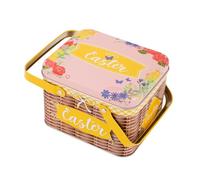 Generico Easter Basket - Caja de metal para caramelos con lid and asa, 15,5 x 12,8 x 10,7 cm Cookie Box for Stocking Stuffers Holiday Party Chocolates Treat Date
