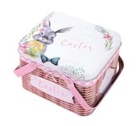 Generico Easter Basket - Caja de metal para caramelos con lid and asa, 15,5 x 12,8 x 10,7 cm Cookie Box for Stocking Stuffers Holiday Party Chocolates Treat Date