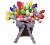 Genérico Easter Basket Decorations - Artificial Egg and Flower Spring Easter Basket, Decorative Door Ornament For Indoor Home, Room, Dormitory, Window, Porch, Holiday Party, Vacation & Spring Photos