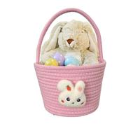 Genérico Easter Basket For Kids - Cotton Rope 23x18x16cm | Small Easter Bunny Basket with Handle | Kids Shopping Bag Perfect For Egg Toys Hunts Party Boys Girls