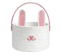 Genérico Easter Basket - Woven Cotton Rope Container | Easter Bunny Basket with Handle for Boys & Girls, Candy, Toys, Snacks, Holiday, Egg Hunts, Home, Classroom, Family & Event Decor