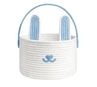 Genérico Easter Basket - Woven Cotton Rope Container | Easter Bunny Basket with Handle for Boys & Girls, Candy, Toys, Snacks, Holiday, Egg Hunts, Home, Classroom, Family & Event Decor