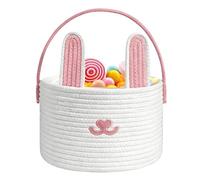Generico Easter Baskets for Kids,Cotton Rope Container,Easter Bunny Baskets with Handle | for Boys Girls Candy Toys Snacks Party Holiday