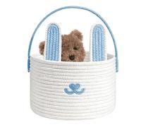 Generico Easter Bunny Basket Bags - Cotton Rope Hand-Knitted, Cartoon Rabbit Shape Egg Hunt Container | Easter Bunny Baskets with Handle for Boys Girls Candy Toys Snacks Birthday Holiday