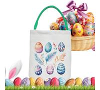 Genérico Easter Bunny Basket Bags, Large Capacity Kids Candy Container Bag, 9.06x14.96in Easter Supplies Canvas Storage Pouch, Authentic and Spacious for Eggs, Candy, Toys
