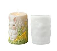 Genérico Easter Bunny Candle Mold | Cylinder Holiday Mold - Easter Silicone Bunny Relief Candle Making Supplies,for Soap Clay Plaster Resin Craft Home Accent Family Friends Holiday Party DIY Lovers