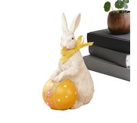 Genérico Easter Bunny Decor - Resin, 5.7x4.1in Animal Figurine Holiday Design - Cute and Collectible Tabletop Decoration, Bunny Figurine For Home, Office, Shelf, Desk, Garden, Porch, Seasonal Decor