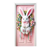 Genérico Easter Bunny Door Cover - for Evaluation | Spring Cute Happy Home Decor with Resilient Fabric Sl oor Banner for Offices, Home and Professional School Dormitory Garden Utility