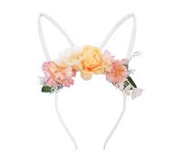 Genérico Easter Bunny Ears Fabric 25 x 18 cm, Headwear Bands with Flowers Rabbit Headband Costume Accessory for Christmas, Halloween, , Holiday Events