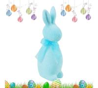 Genérico Easter Bunny - Figura de conejo flotante realista | Spring Home Decor with Bow Accessory, Tabletop Display Ornament Made of Soft Flocked Material, Shelf Accent