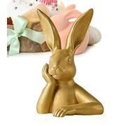 Genérico Easter Bunny Figurine | Gold Rabbit Decor Statue | Spring Table Centerpiece for Home, Office, Bedroom, Living Room, Bathroom, Shelf, Holiday & Party
