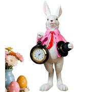 Genérico Easter Bunny Figurine with Antique Pocket Watch,Gentlemen Rabbit Resin Statues with Clock,Vintage Desk and Shelf Ornament, for Home Office Decor Gift