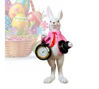 Genérico Easter Bunny Figurines - Easter Decor Gentleman Bunny Statue | Top Hat Cute Statue, with Clock For Farmhouse School Restaurant Hotel Spring Holiday Party Living Room Office