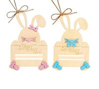 Genérico Easter Bunny Money Holder | Wood, 2 Pack, 6 X 4 Inch | Rabbit Coin Purse & Gift Card Clip | Basket Stuffer Decoration For , Kids, Teens, Easter