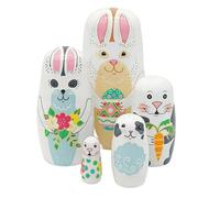 Genérico Easter Bunny Nesting Dolls - 260g Wooden Educational Nested Bunny | 4.13x2.05 Inches Rabbit Nesting Dolls for Kids Boys Girls Home Living Room Bedroom Playroom Spring Birthday