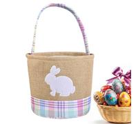 Generico Easter Bunny Storage Basket - Snack Tote Bag Large, Holiday Gift Basket for Kids | Embroidered Bunny Baskets with Handles for Easter Eggs Toys Candy Storage Fun Spring Celebration