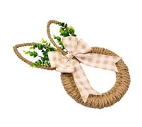 Genérico Easter Bunny Wreath - Rope Iron Ring 25x45cm | Rabbit Shape Bow Ornament | Spring Holiday Door Decor Hanging Garland for Front Door Window Wall Living Room Bedroom Indoor Outdoor