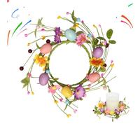 Genérico Easter Candle Rings - 10.6 Inches Egg Floral Holder Garland | Small Easter Wreath For Porch Outdoor Indoor Kitchen Doors Wall Table Cabinet Fireplace Centerpiece