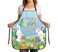 Genérico Easter Cooking Apron, Adjustable Kitchen Smock, Full Length with Bunny Egg Floral Prints, Cotton Blend Protective Wear, Ladies with Pocket Design, Apron for Gardening and Baking